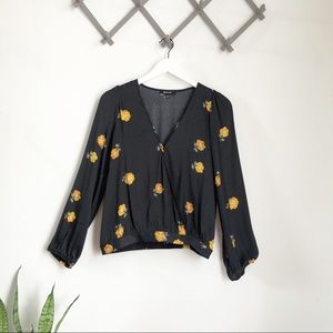 Madewell Bubble-Sleeve Wrap Top Floating Florets